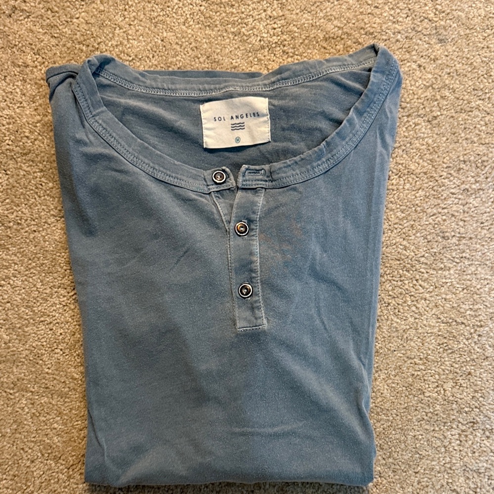 Sol Angeles Men's Short Sleeve Blue Henley